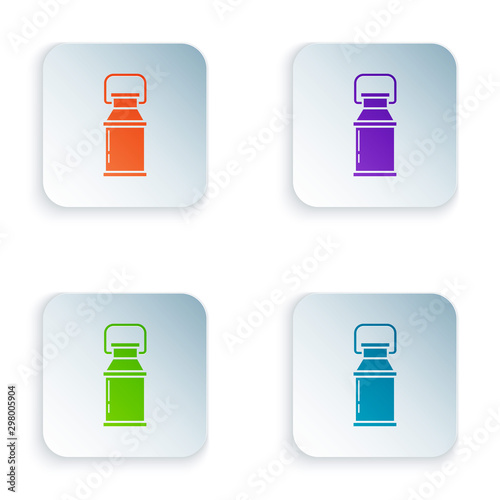 Color Can container for milk icon isolated on white background. Set icons in colorful square buttons. Vector Illustration