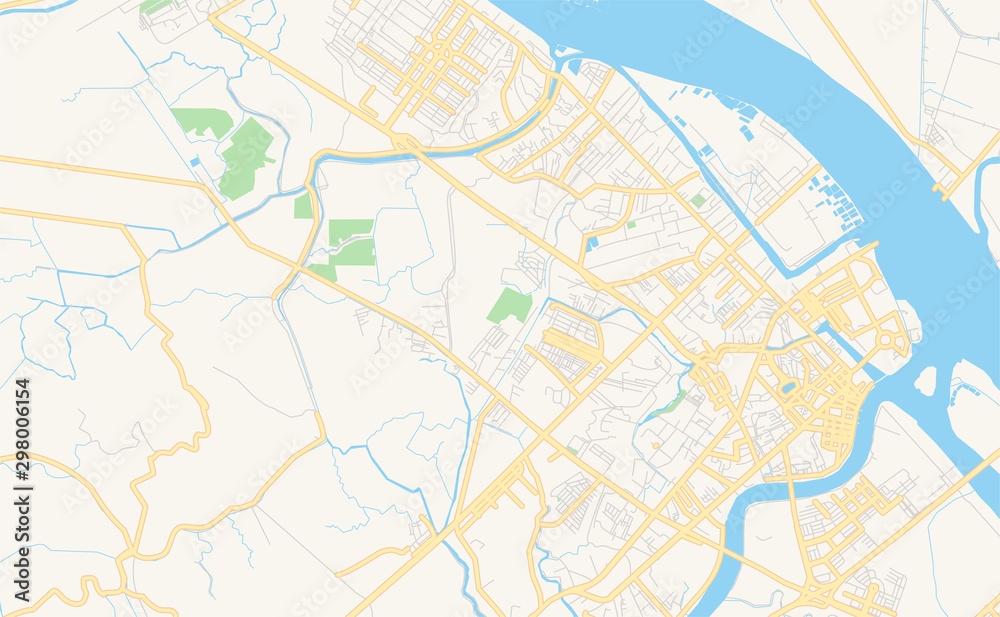 Printable street map of Cantho, Vietnam