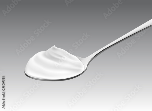 Spoon with creamy foam. Vector illustration on black background. Ready for use in your design. EPS10.