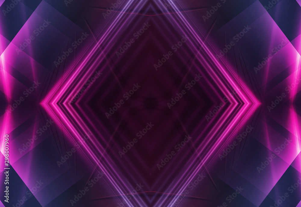 Dark abstract futuristic background. Neon lines glow. Neon lines, shapes. Multi-colored glow, blurry lights, bokeh. Empty stage background Dark abstract futuristic background. Neon lines glow. Neon lines, shapes. Multi-colored glow, blurry lights, bokeh. Empty stage background