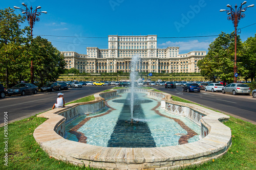 BUCHAREST, ROMANIA - August 28, 2017: Parliament in Bucharest, Romanian