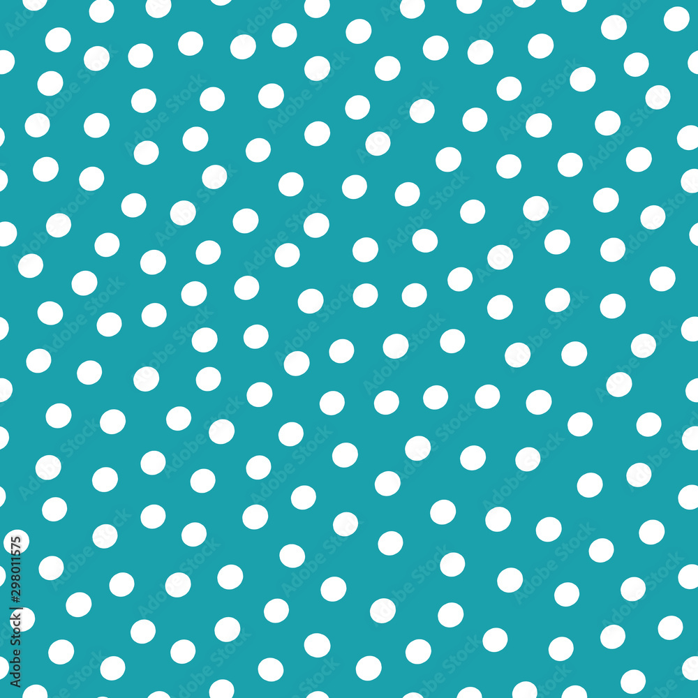 White hand drawn dots or abstract snow in random scattered design. Seamless vector pattern on bright blue background. Great winter or beach themed products, stationery, packaging, texture, concept