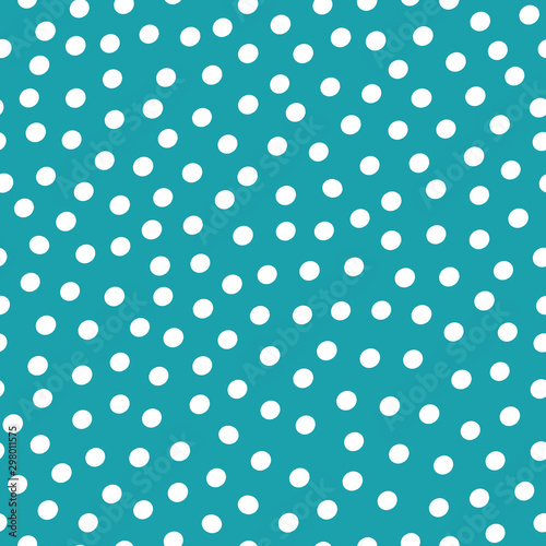White hand drawn dots or abstract snow in random scattered design. Seamless vector pattern on bright blue background. Great winter or beach themed products, stationery, packaging, texture, concept