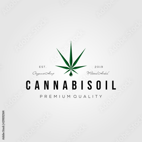 cannabis oil vintage retro logo vector icon design illustration