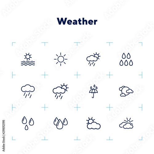 Weather line icon set. Season, nature, water. Climate concept. Can be used for topics like meteorology, outdoor, synoptic