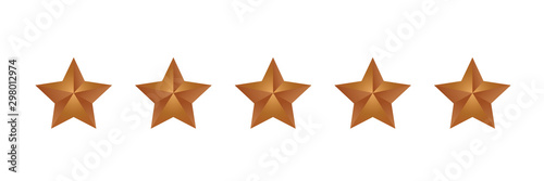 luxury five stars bronze gradient rating icon vector