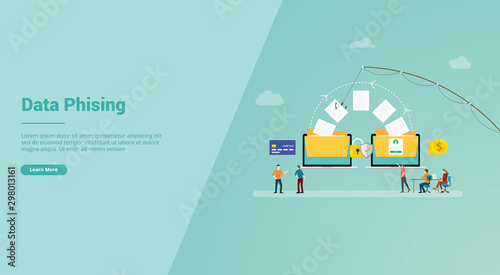 data phising for website template or landing homepage banner - vector