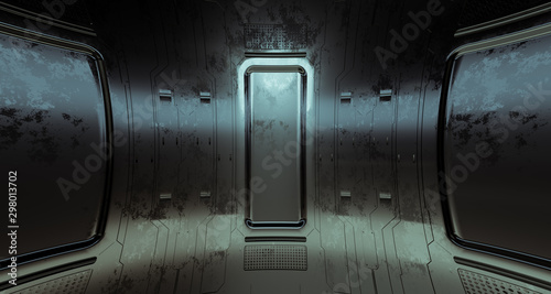 3d render sci-fi metal panel surfaces. Future background with complex forms and shapes. Technology illustration.