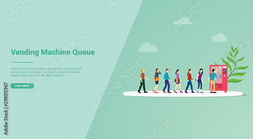 vending machine queue for website template or landing homepage banner - vector