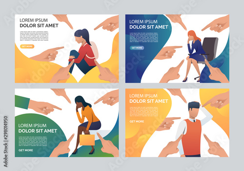 Employee failure set. Business people blaming colleague, pointing fingers. Flat vector illustrations. Failure concept for banner, website design or landing web page