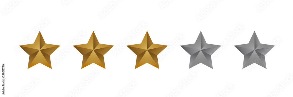 Obraz premium luxury three stars golden gradient rating icon vector.