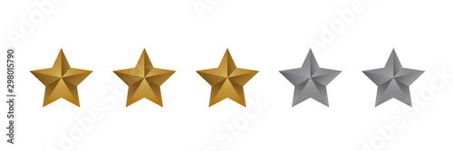 luxury three stars golden gradient rating icon vector.