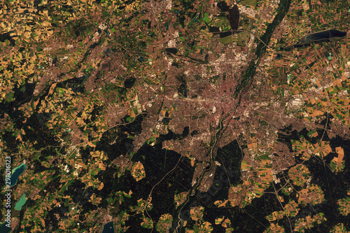 Satellite image of Munich, Germany. Contains modified Copernicus Sentinel data 2019.