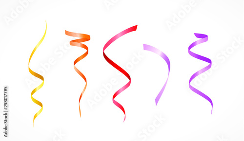 Isolated Colorful Serpentine Streamer Party Decoration Elements on White Background