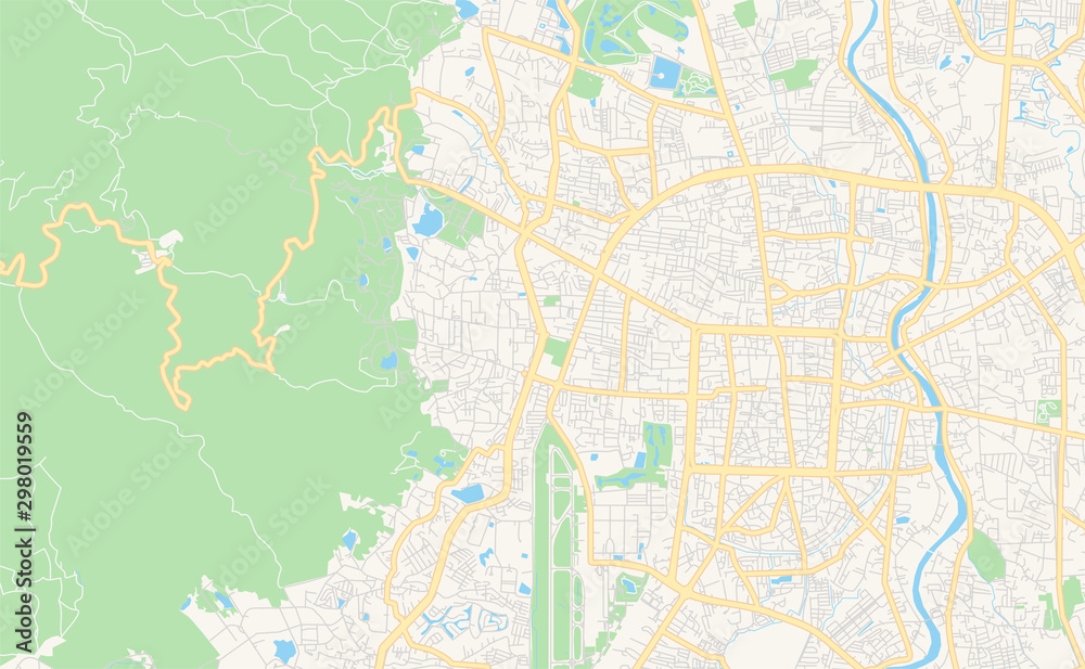 Naklejka premium Printable street map of Chiang Mai, Thailand