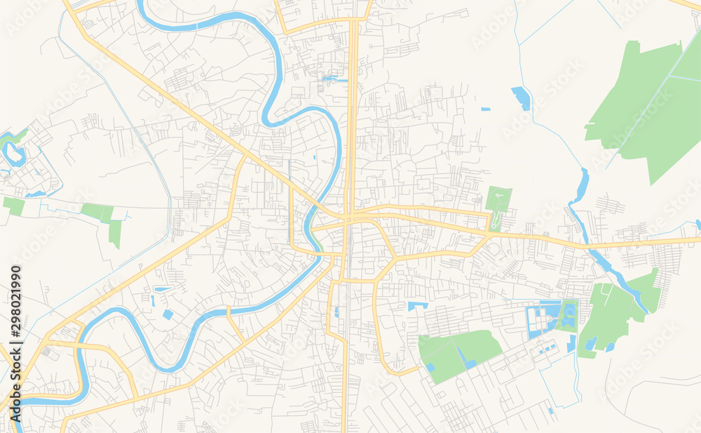 Printable street map of Phitsanulok, Thailand