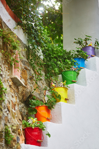 Fototapeta Naklejka Na Ścianę i Meble -  Colorful street decoration in Riomaggiore, Italy