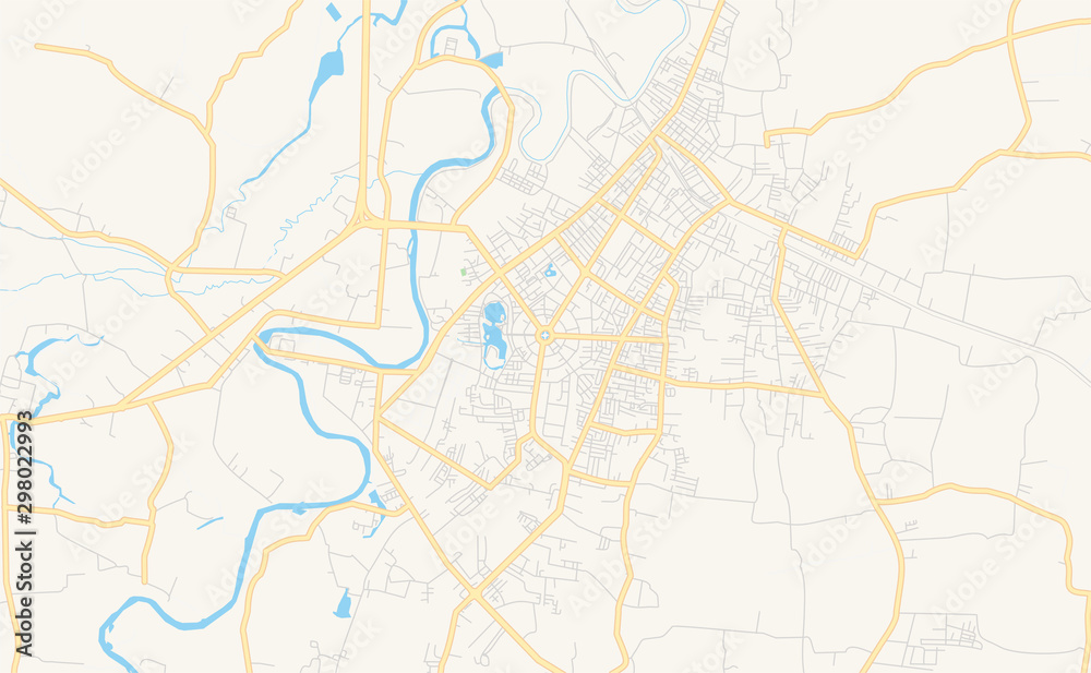 Printable street map of Yala, Thailand