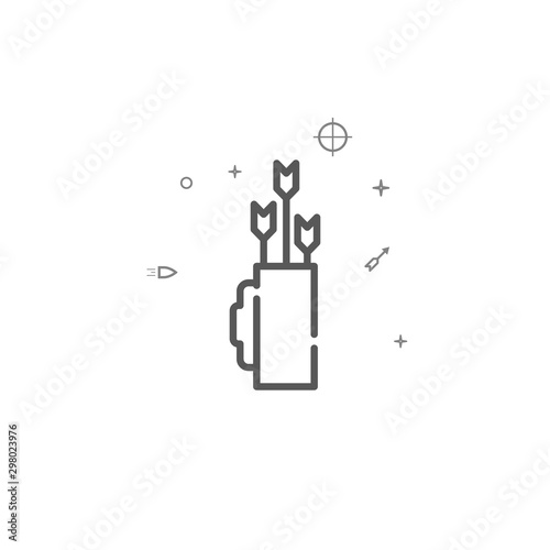 Quiver with arrows simple vector line icon. Symbol, pictogram, sign. Light background. Editable stroke