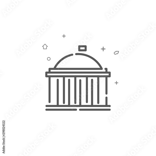 Government building simple vector line icon. Symbol, pictogram, sign. Light background. Editable stroke