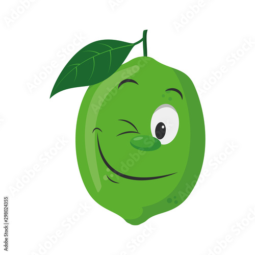 Fruits Characters Collection: Vector illustration of a funny and smiling lime character.