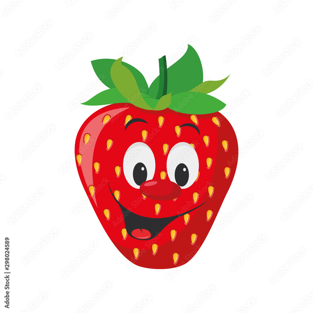 Obraz premium Fruits Characters Collection: Vector illustration of a funny and smiling strawberry character.