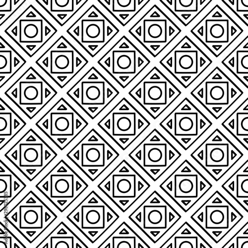 Abstract seamless geometric pattern with square elements. Simple black and white linear mosaic texture. Vector