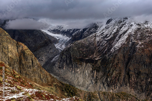 Picturesque Fieschergletscher glacier in Valais in autumn / Fieschergletscher im Wallis im Herbst  photo