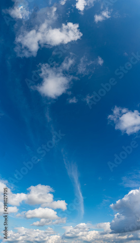 Fantastic soft clouds against blue sky, natural composition - panorama