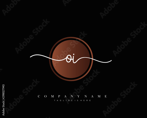 OI initial handwriting logo template vector.