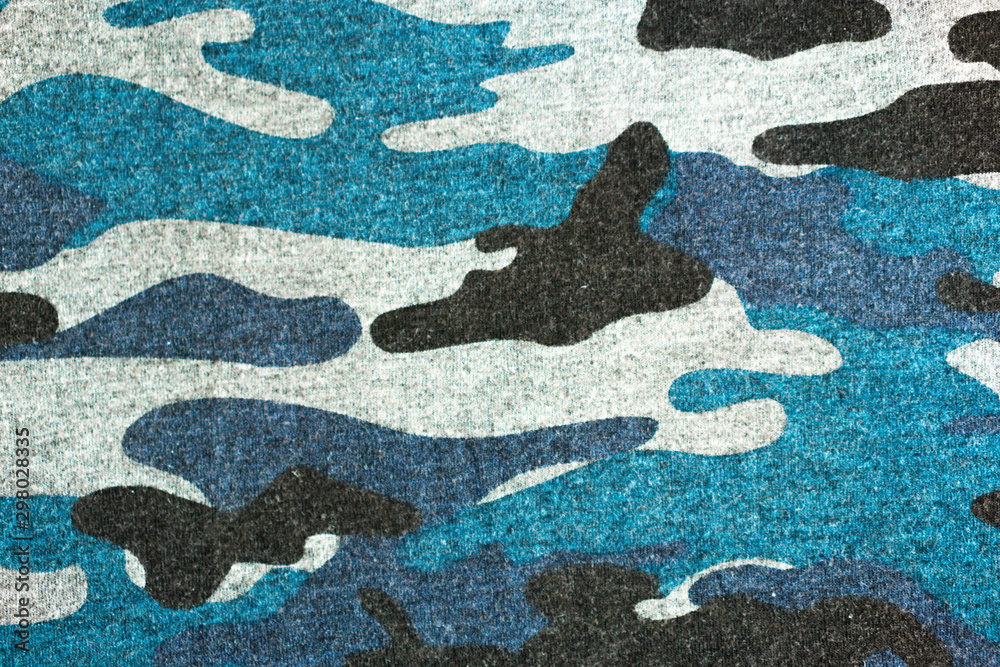 BLUE BLACK CAMOUFLAGE FABRIC TEXTURE BACKGROUND. military and hunting clothes BLUE BLACK CAMOUFLAGE FABRIC TEXTURE BACKGROUND. military and hunting clothes