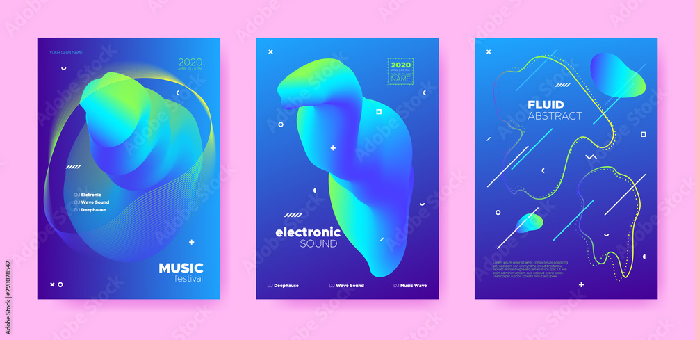 Electronic Music. Dj Flyer. Neon Gradient 