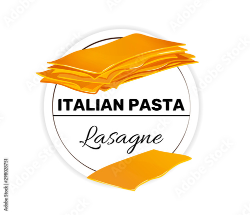 Label of lasagne, pasta for a puff casserole.