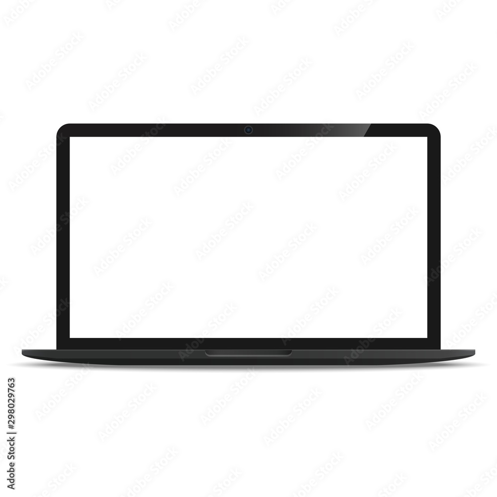 Laptop computer ultrabook dark with blank white screen realistic icon for mockup user interface design isolated on white background Laptop computer ultrabook dark with blank white screen realistic icon for mockup user interface design isolated on white background