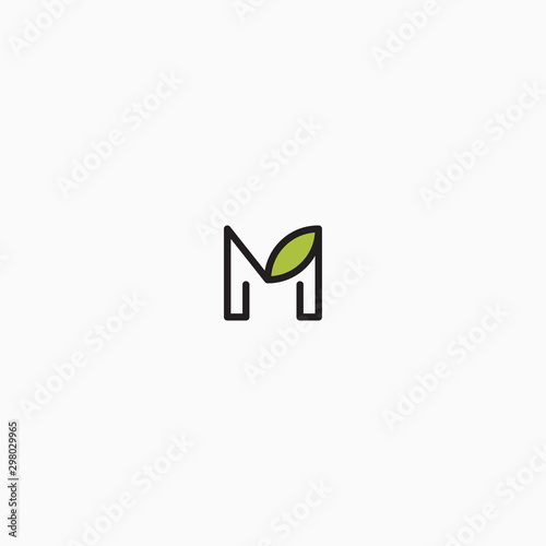 Letter M Leaf Logo Icon Design Template. Nature, Leaf, Eco, Initials Vector Illustration