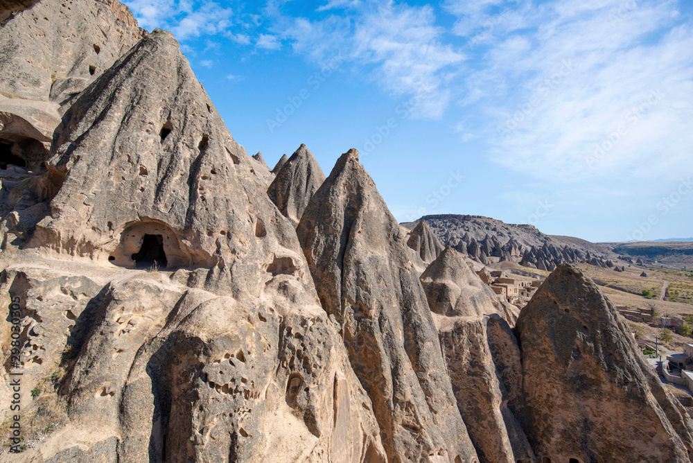 The paths inside Selime Cathedral. Selime Monastery in Cappadocia, Turkey. Selime is town at the end of Ihlara Valley. The Monastery is one of the largest religious buildings. Cave formations.