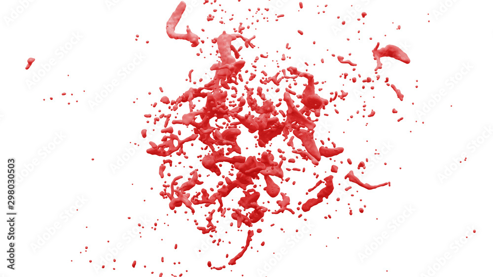 abstract isolated colored liquid splash in front of white background - 3D Illustration