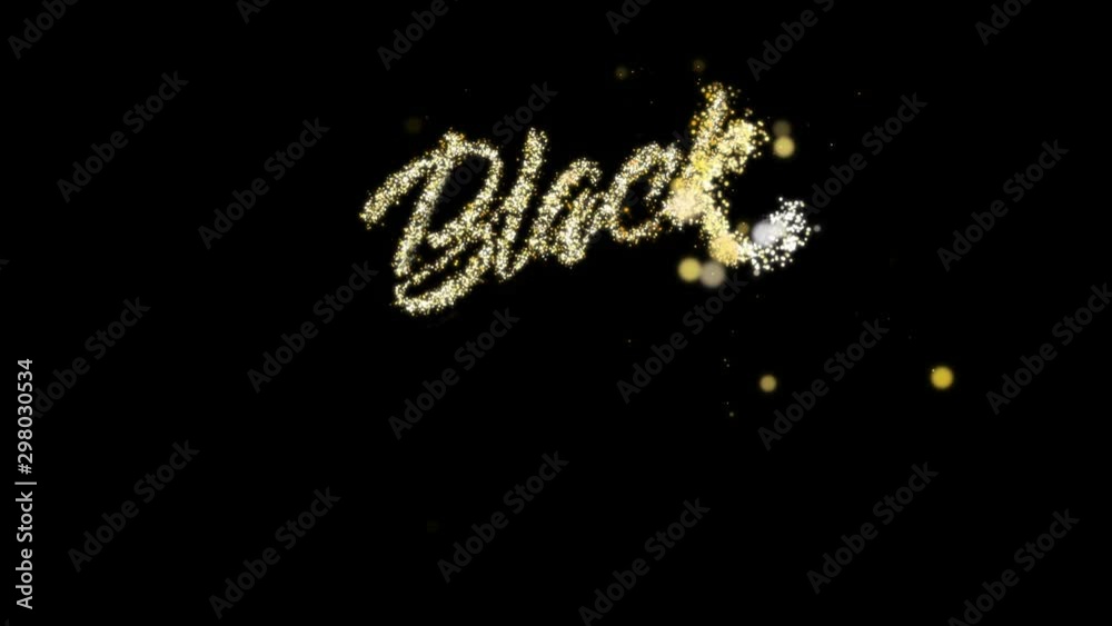 Black Friday gold sign for promo video. Golden meteor tail. Concept of sale and clearance. Lettering text with golden lights, sparks and flashes. Black Friday gold sign for promo video. Golden meteor tail. Concept of sale and clearance. Lettering text with golden lights, sparks and flashes.