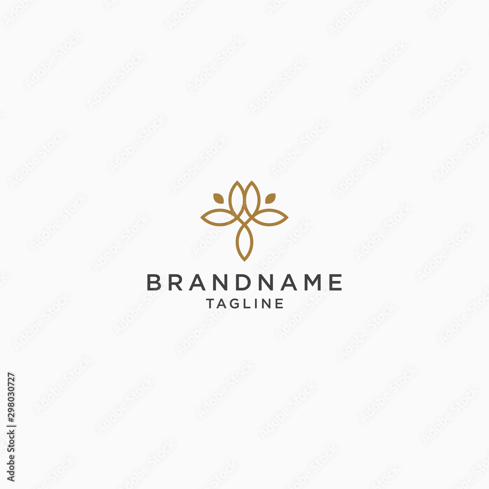Abstract elegant gold Flower Logo Icon Design Template. Beauty, cosmetic, yoga, spa Vector Illustration