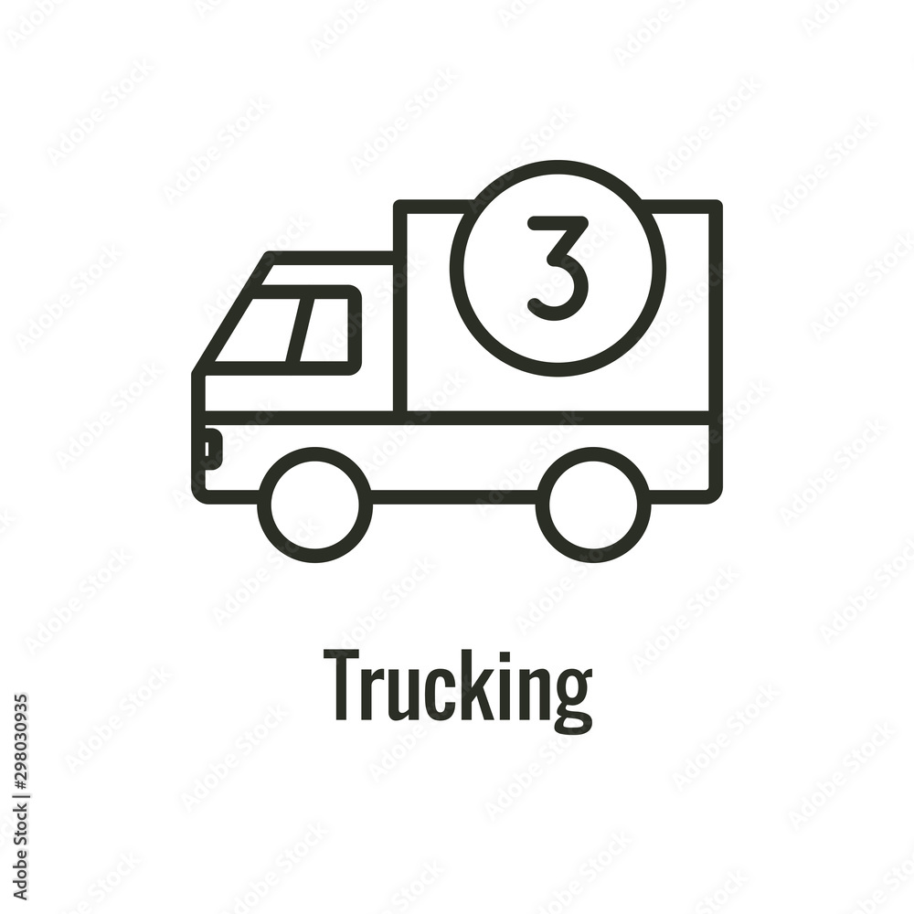 Logistics icon with truck & the number 3 Logistics icon with truck & the number 3