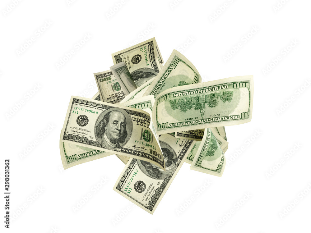 Us dollar. American money, falling cash. Flying hundred dollars isolated. Us dollar. American money, falling cash. Flying hundred dollars isolated.