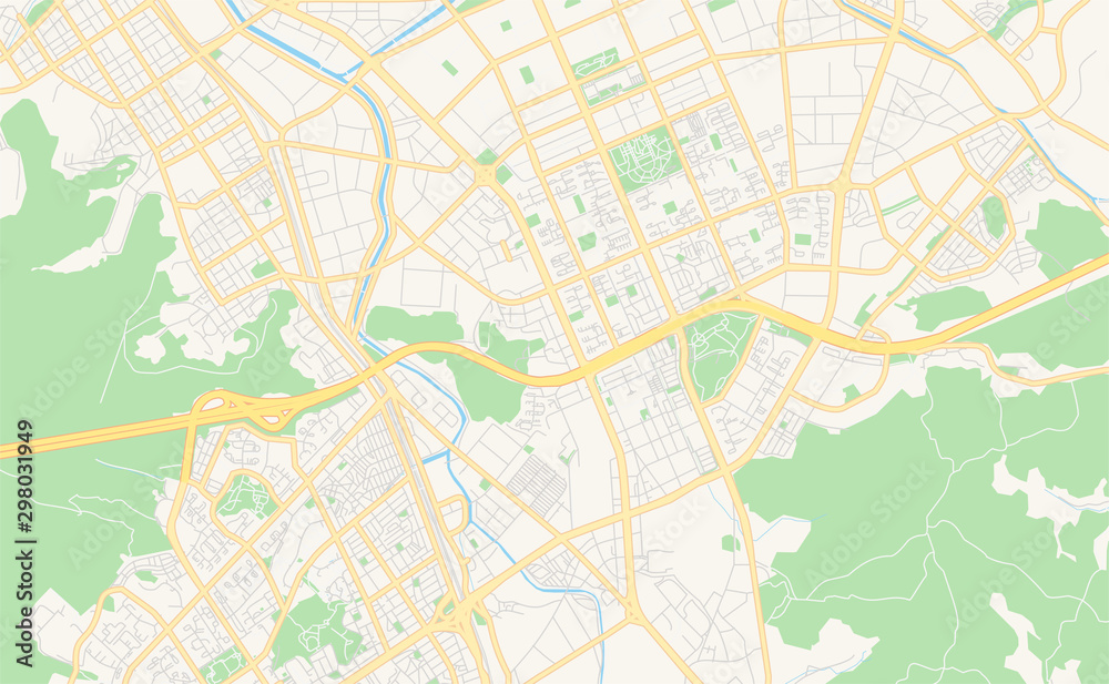 Printable street map of Anyang, South Korea