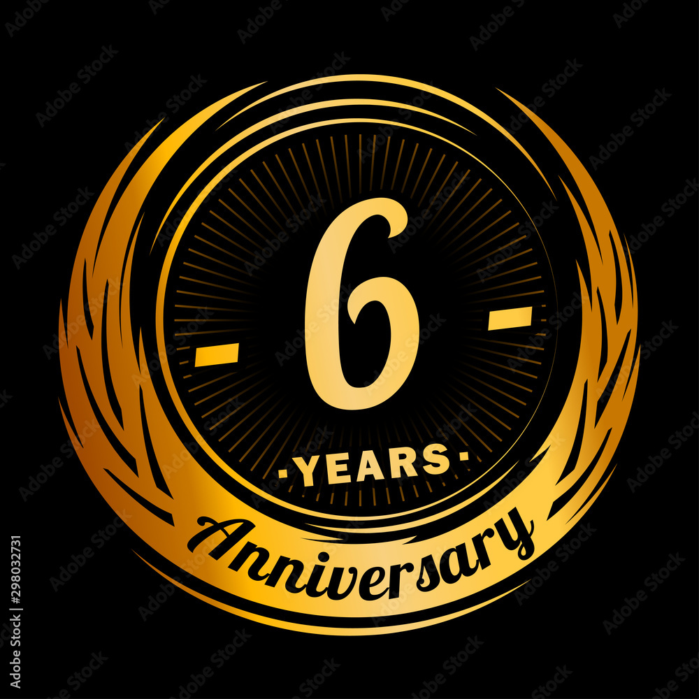 6 years anniversary. Anniversary logo design. Six years logo.