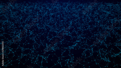 Connecting dots and lines. Network connection. Abstract digital background. Big data visualization. Science background. 3D rendering. 4K.