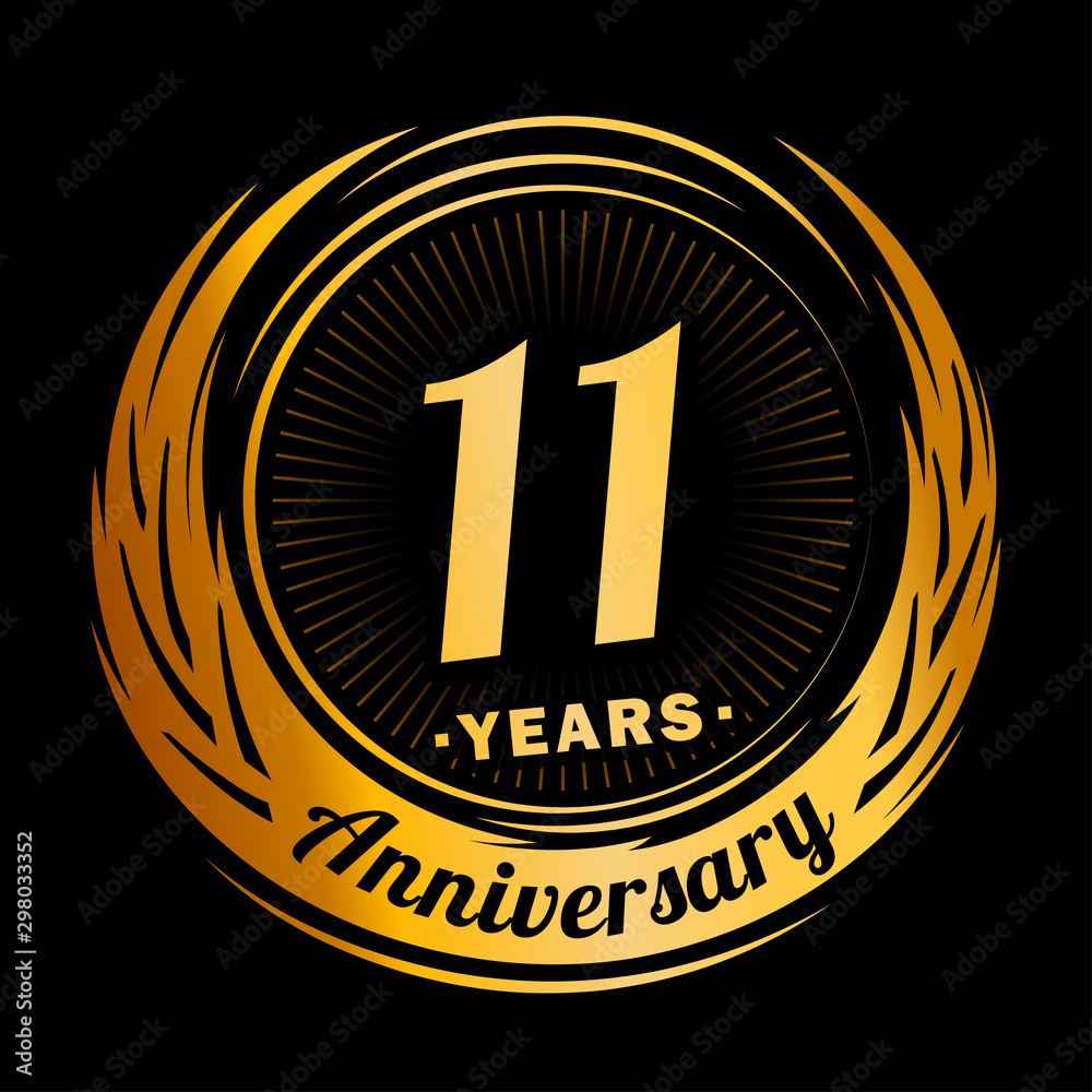 11 years anniversary. Anniversary logo design. Eleven years logo.