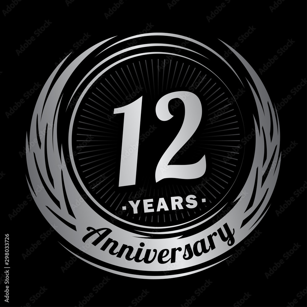 12 years anniversary. Anniversary logo design. Twelve years logo.