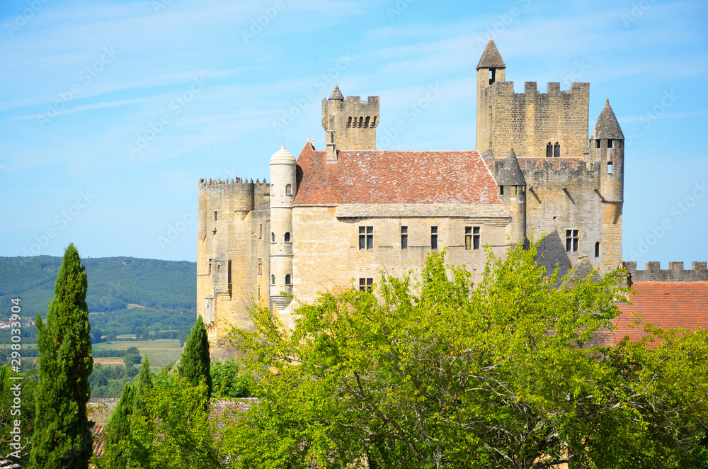 Beynac-et-Cazenac vue du château médiéval les tours et les remparts