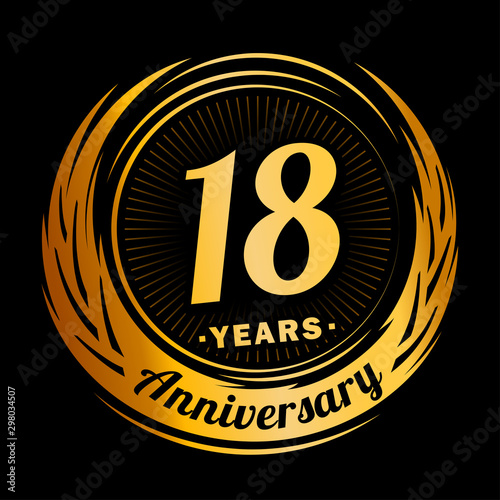 18 years anniversary. Anniversary logo design. Eighteen years logo. photo