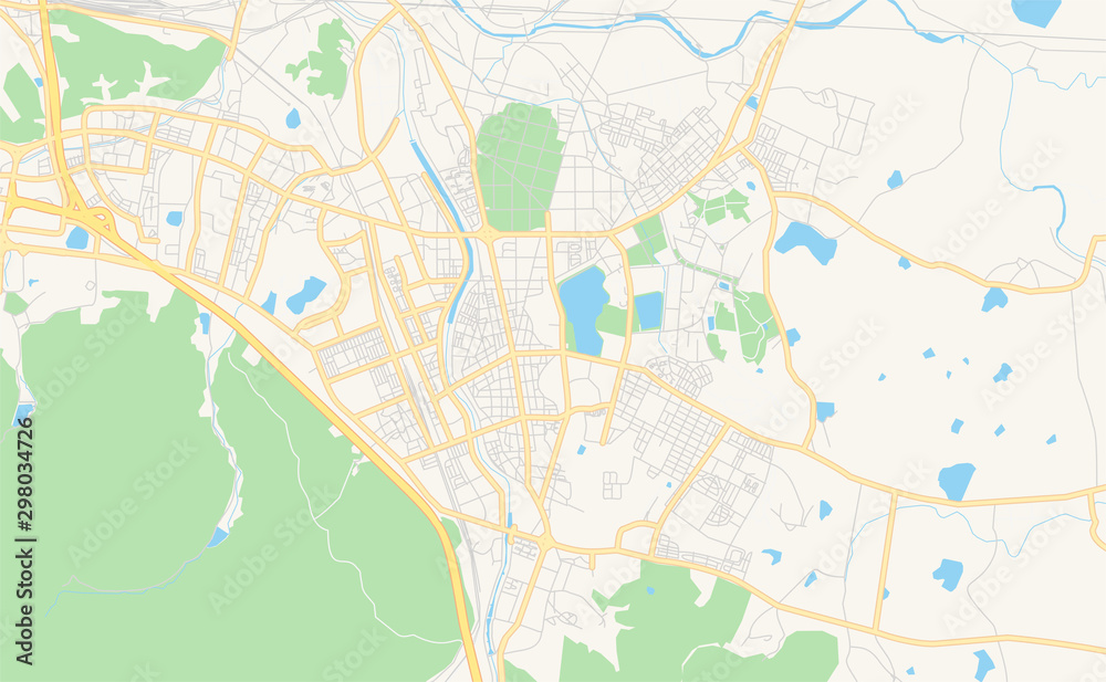 Printable street map of Gyeongsan, South Korea