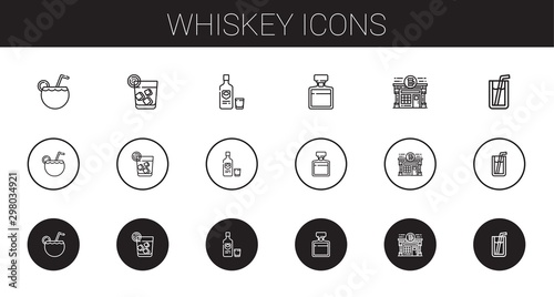 whiskey icons set